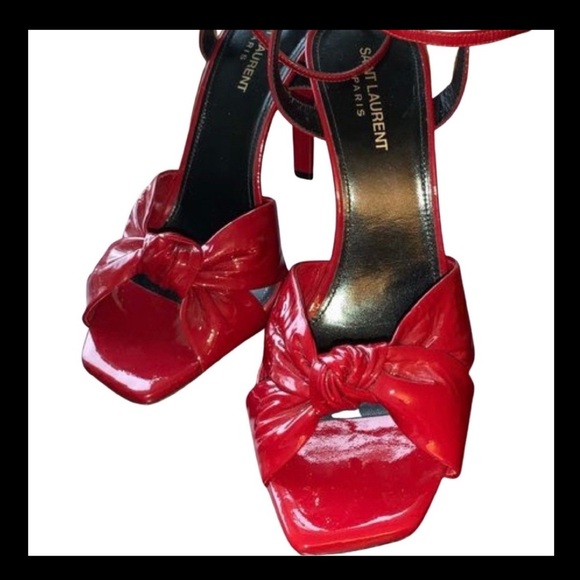 Saint Laurent Paris Deep Cherry Red Sandals Lk. New Size 38 1/2 - Picture 3 of 8